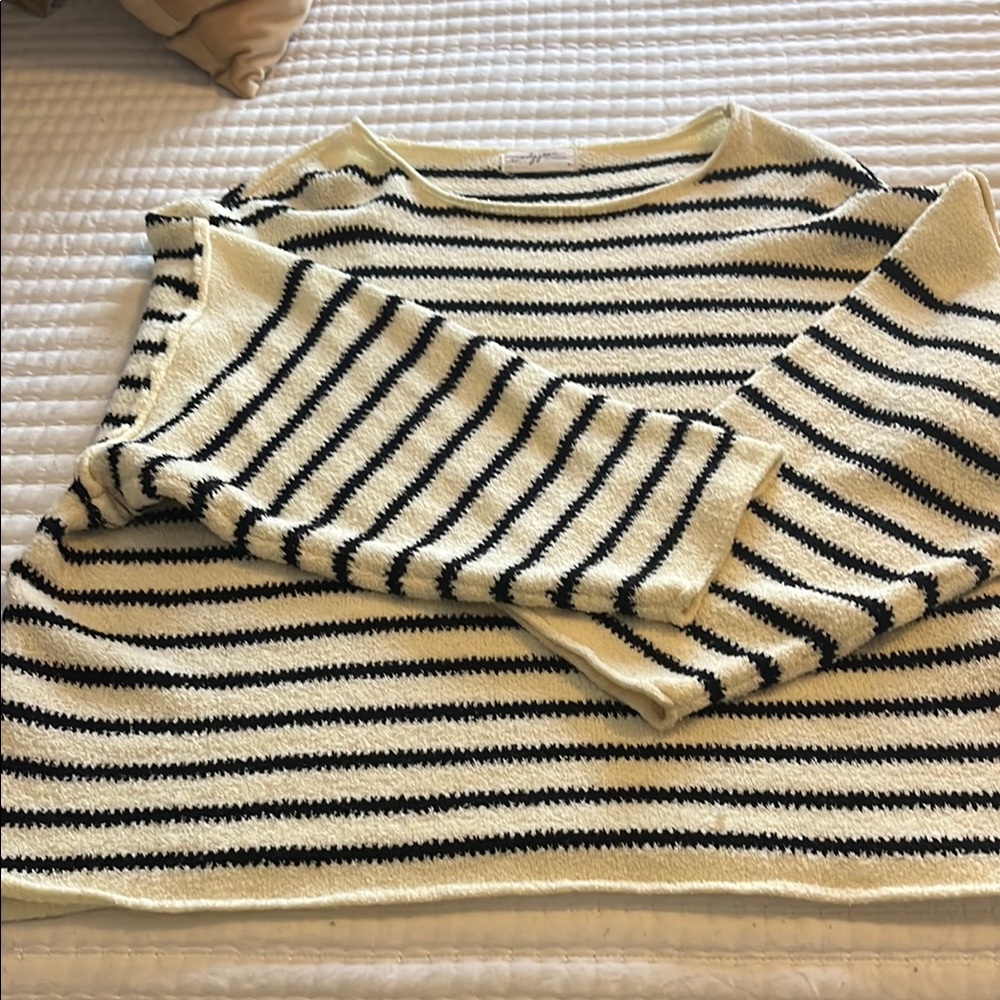 Striped Black and Cream Women's Sweater